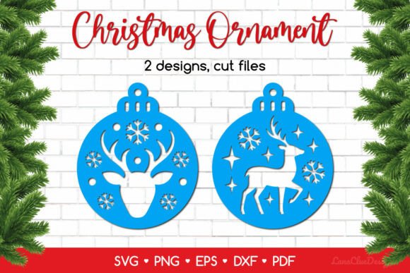 Download 2 Reindeer Round Christmas Balls SVG - Reindeer Collection