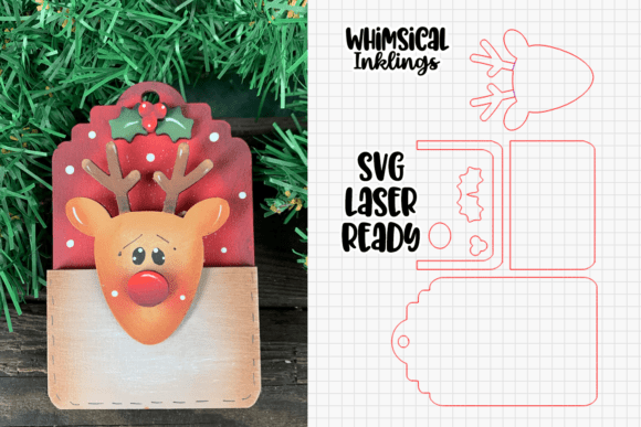 Download Reindeer Gift Card Holde Laser SVG - Reindeer Collection