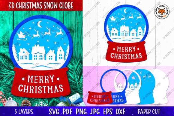 Download 3D Santa Reindeer Snow Globe Layered - Reindeer Collection