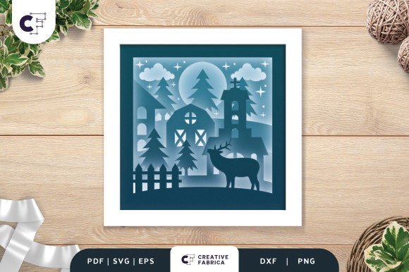 Download 3D Shadow Box Reindeer Christmas Church - Reindeer Collection