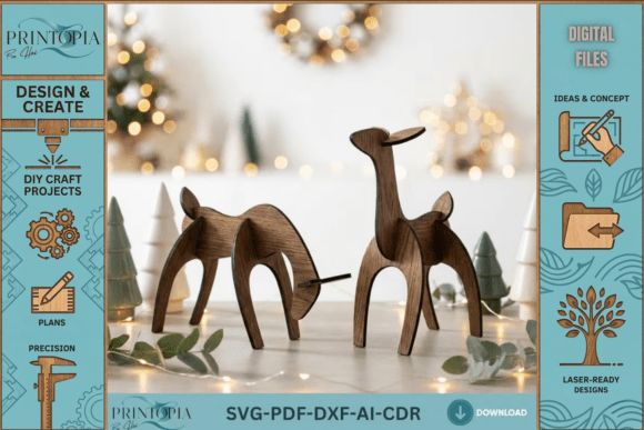 Download 3D Reindeer Laser Cut Files - Reindeer Collection