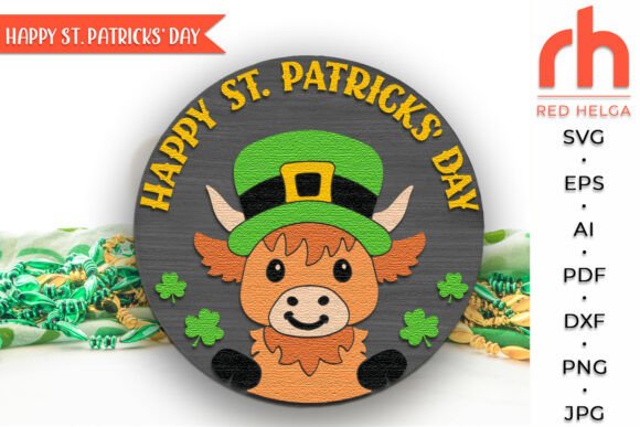 Download Highland Cow St Patricks Day Door Sign - Premium Resources
