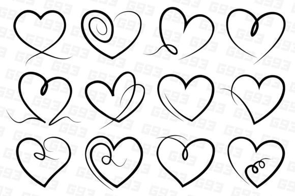 Download Line Art Hearts - Hearts Collection