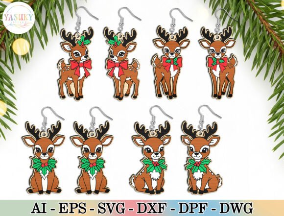 Download Reindeer Earrings SVG Bundle - Reindeer Collection