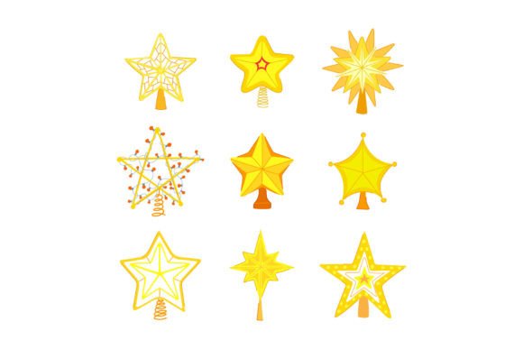 Download Christmas Star Set Cartoon Vector Illust - Christmas star Collection