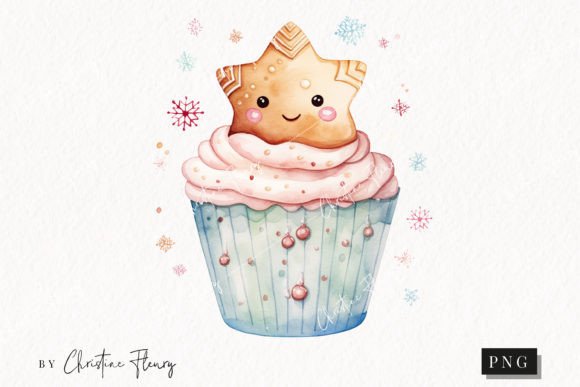 Download Cute Christmas Star Cookie Cupcake PNG - Premium Bundle